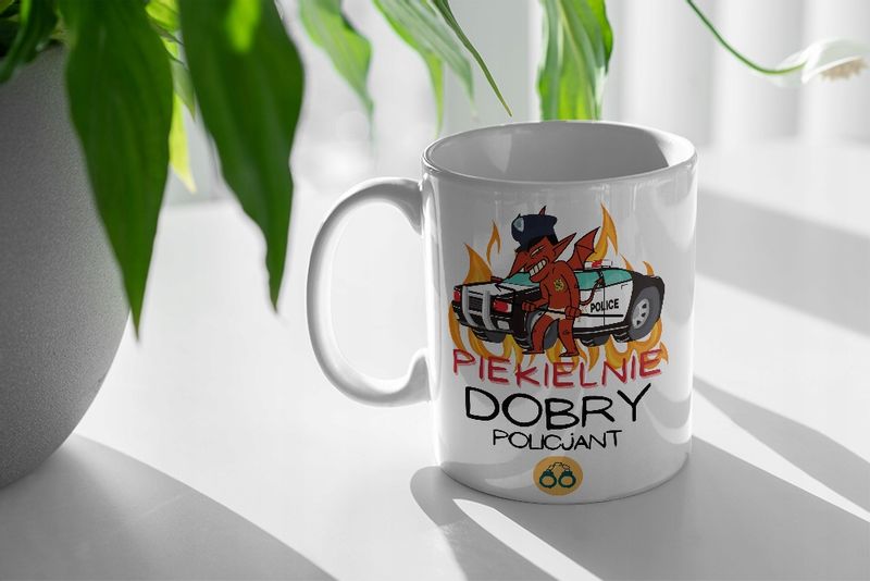 Kubek Żólty Dla Policjanta Policjantki Zaufaj Mi Z Nadrukiem Ze Zdjęciem zdjęcie 3