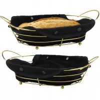 KOSZYK NA PIECZYWO CHLEB OWOCE WARZYWA ZŁOTY Z CZARNYM BAWEŁNIANYM WKŁADEM