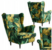 Fotel uszak skandynawski złoty dark mostera zielony welur Prin Family Meble