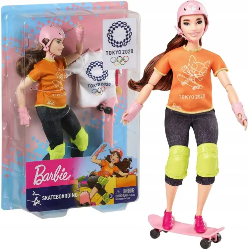 Lalka Barbie Olimpijka + Deskorolka 30 Cm na Arena.pl