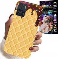 ETUI DO MOTOROLA MOTO E22 / E22I - Z MOTYWEM WAFLA Z POLEWĄ CZEKOLADOWĄ