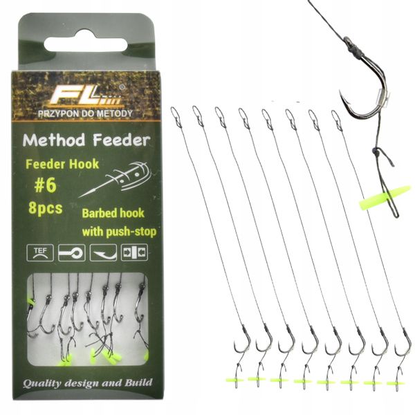 Haczyki Method Feeder na przyponie ze stoperem #6 zdjęcie 1