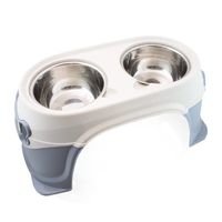 19137 Podwójna miska Ze stali Inox na Stojaku dla Psa kota Lekka