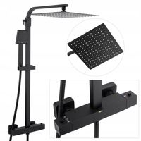 Bateria kolumna prysznicowa z termostatem i deszczownicą czarna termostat