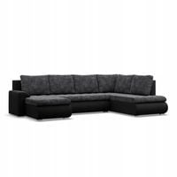 NAROŻNIK FORESTA XXL Z OTOMANĄ CIEMNY SZARY CZARNY KANAPA Rogówka