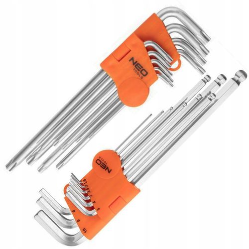 NEO ZESTAW KLUCZE SZEŚCIOKĄTNE IMBUS HEX TORX 18 sztuk DŁUGIE 09-525 09-526 na Arena.pl