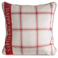 Poszewka świąteczna 45x45 cm beż z napisem Happy Holidays