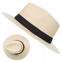 KAPELUSZ MĘSKI PLAŻOWY Z PASKIEM PANAMA NA LATO LETNI WAKACYJNY JASNY