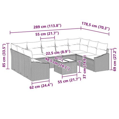 Zestaw Sof na Ogród 10 pcs Czarny Polirattan na Arena.pl