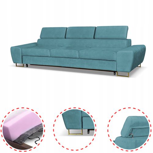 Zestaw mebli wypoczynkowych Bosso Sofa 3os fotele niebieskie na Arena.pl