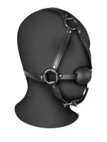 head harness with solid ball gag   black
