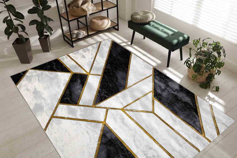 RUG/LU/ESTEMA/MARBLE3/BLACK+GOLD/140x190 zdjęcie 2