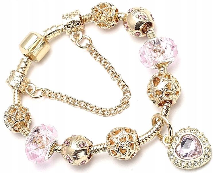 Bransoletka Modułowa Charms Beads Złota Serce Boho zdjęcie 4