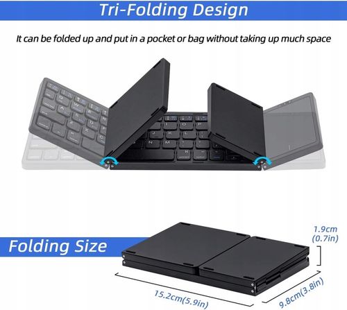 Wysokiej klasy, ultraprzenośna, składana klawiatura Bluetooth z touchpadem na Arena.pl