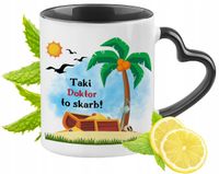 Kubek Czarny Z Uszkiem W Kształcie Serca Dla Doktora Na Prezent