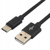 Kabel USB A - USB typ C 1,2 m czarny mocny solidny twardy