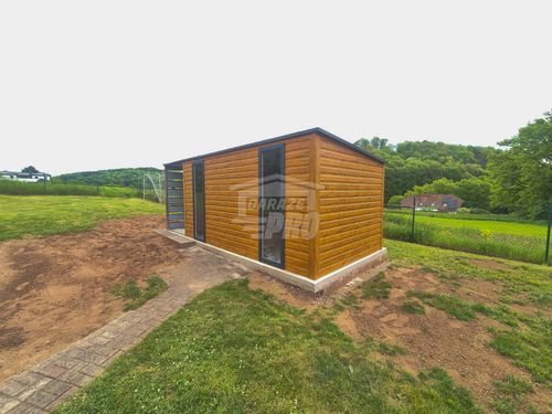 Schowek - Domek Ogrodowy 4x2m + wiata 1,5m drzwi 2x okno GP614 na Arena.pl