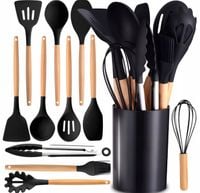 PRZYBORY KUCHENNE XXL ZESTAW AKCESORIÓW KUCHENNYCH 12 szt CZARNE SILIKONOWE