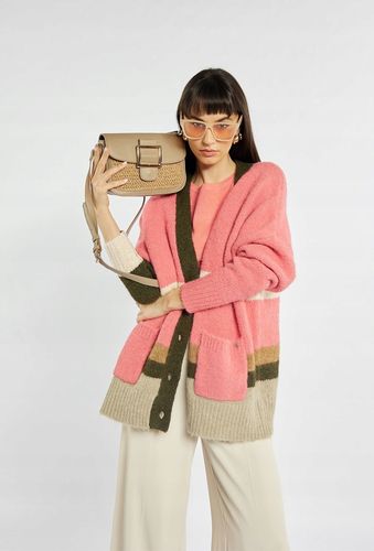 Monnari torebka listonoszka koszyk z plecionym panelem beżowo-szary BAG0410 na Arena.pl