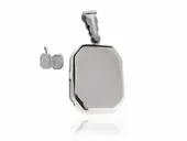 ELEGANCKI GŁADKI SREBRNY OTWIERANY WISIOREK SEKRETNIK PUZDERKO OŚMIOKĄ