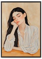 Plakat w ramie ilustracja dziewczyna w koszuli 50x70 cm w czarnej ramie