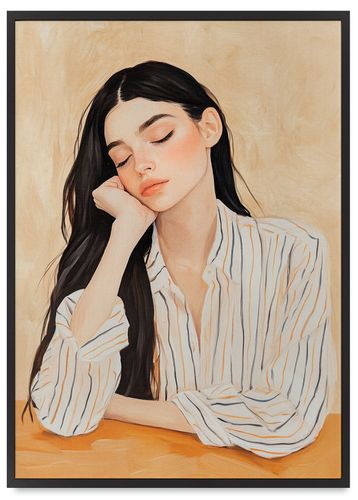 Plakat w ramie ilustracja dziewczyna w koszuli 50x70 cm w czarnej ramie na Arena.pl