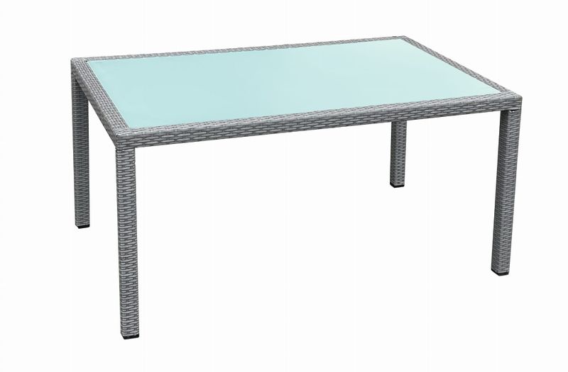 Szary stół obiadowy z technorattanu 150 x 90 cm zdjęcie 1