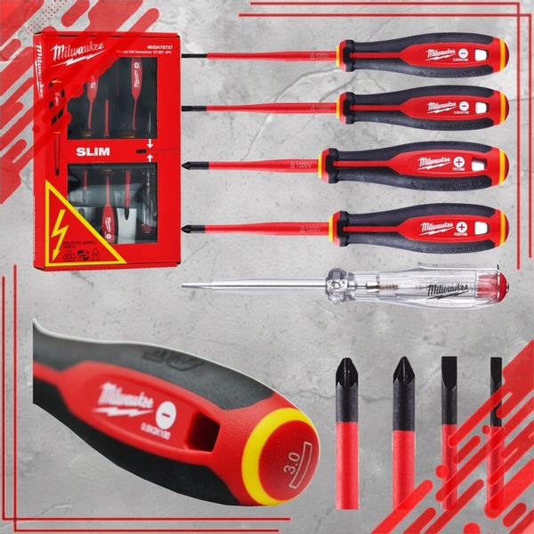 ZESTAW WKRĘTAKÓW DLA ELEKTRYKA MIESZANYCH SL PZ PRÓBNIK NAPIECIA VDE 5 SZTU zdjęcie 2