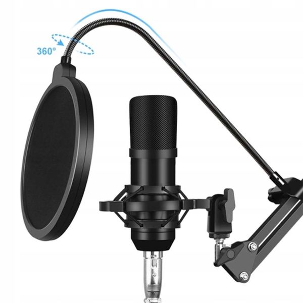 Mikrofon Studyjny Pojemnościowy JACK Gamingowy Statyw Filtr Youtube Zestaw zdjęcie 9