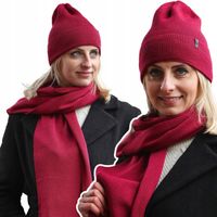 ZIMOWY KOMPLET DAMSKI WEŁNIANY 100% MERINO Czapka +szal Szalik Miękki długi