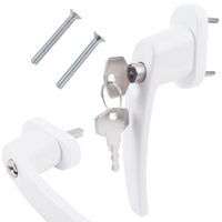 Klamka okienna + kluczyk BIAŁA Z BLOKADĄ