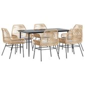 7-częściowy zestaw ogrodowy poduszkami brązowy polirattan szkło