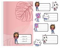 NAKLEJKI NA ZESZYT ZESZYTY NALEPKA 8szt - KOCI DOMEK GABI + GRATIS POSTACIE