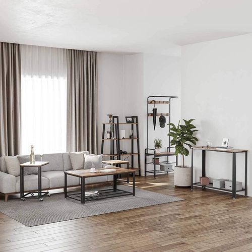 Stolik kawowy z półką 106x60 cm rustykalny brąz styl loft na Arena.pl