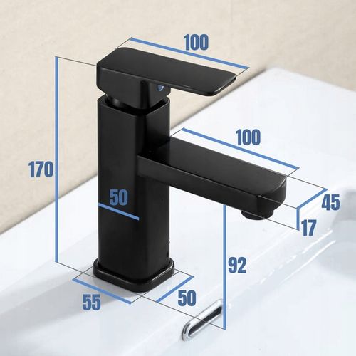 CZARNA BATERIA UMYWALKOWA STOJĄCA ŁAZIENKOWA CUBIC LOFT KRAN DO UMYWALKI na Arena.pl