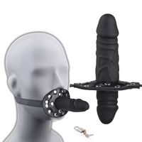 Dwustronny Knebel Na Kłódkę Z Penisem, 2 Penisy Na Pasie Do Penetracji