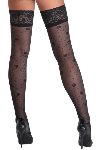 cottelli legwear pończochy z koronką i kwiatowym wzorem 20 den czarne na Arena.pl