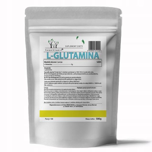 L-GLUTAMINA 500g L-GLUTAMINE 100% CZYSTE AMINOKWASY + BADANIA LABORATORYJNE na Arena.pl