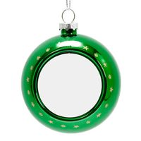 Bombka choinkowa Ø 8 cm do sublimacji - zielona - złote choinki