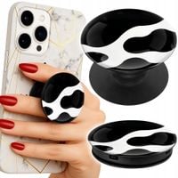 Uchwyt do telefonu Popsocket na palce/stojak CZARNO- BIAŁE ŁATY KROWA WZORY