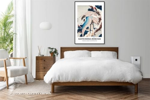 Plakat 60x80cm Design Cranes on a Snow, Hokusai Vintage do Salonu na Arena.pl