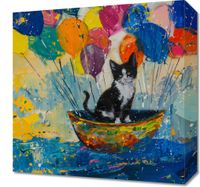 Obraz 40x40cm Kot na Łodzi