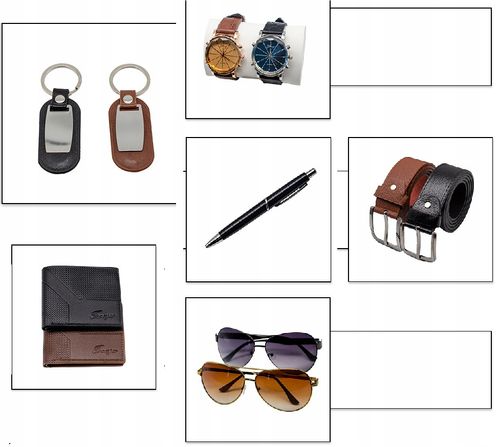 ZESTAW BOX PREZENTOWY MĘSKI PORTFEL PASEK ZEGAREK OKULARY PREZENT ŚWIĘTA na Arena.pl