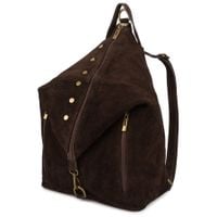 VERA PELLE plecak damski zamszowy elegancki z ćwiekami V409 c.brązowy