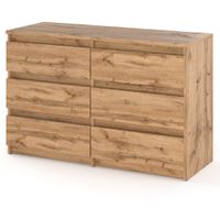 Komoda Drewniana 6 Szuflad Młodzieżowa Hugo Szafka Rtv Salon Dąb Wotan