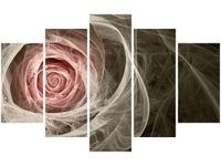 70 100CM OBRAZ 5 ELEM RÓŻA KTALNA JASNY RÓŻ DRUK PŁÓTNO