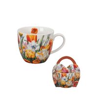 kubek 460 ml w "koszyczku" tulipany