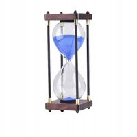 Klepsydra RETRO Szklano - Drewniana PIĘKNA 60 minut XXL 25x10cm Niebieska