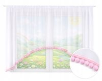 FIRANKA DZIECIĘCA Maja dla dziewczynki ŚLICZNA z pomponami RÓŻ 300 x 145