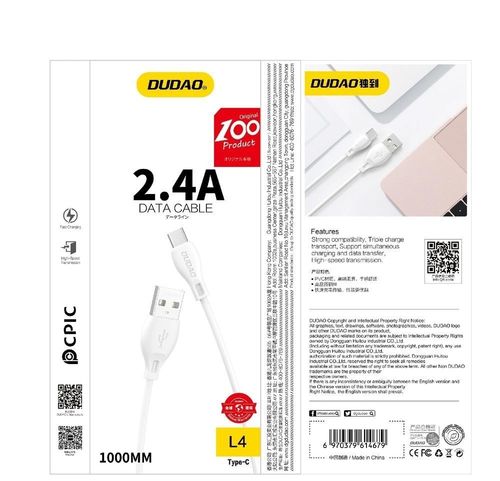 Przewód kabel USB-A - iPhone Lightning 2.4A 1m - biały na Arena.pl